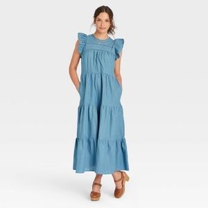 Women's Flutter Short Sleeved Tiered Dress